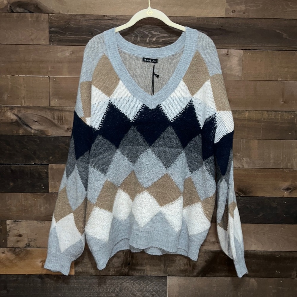 Very J Argyle Sweater
